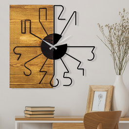 Wallity Reloj de pared decorativo de madera Nogal y Negro